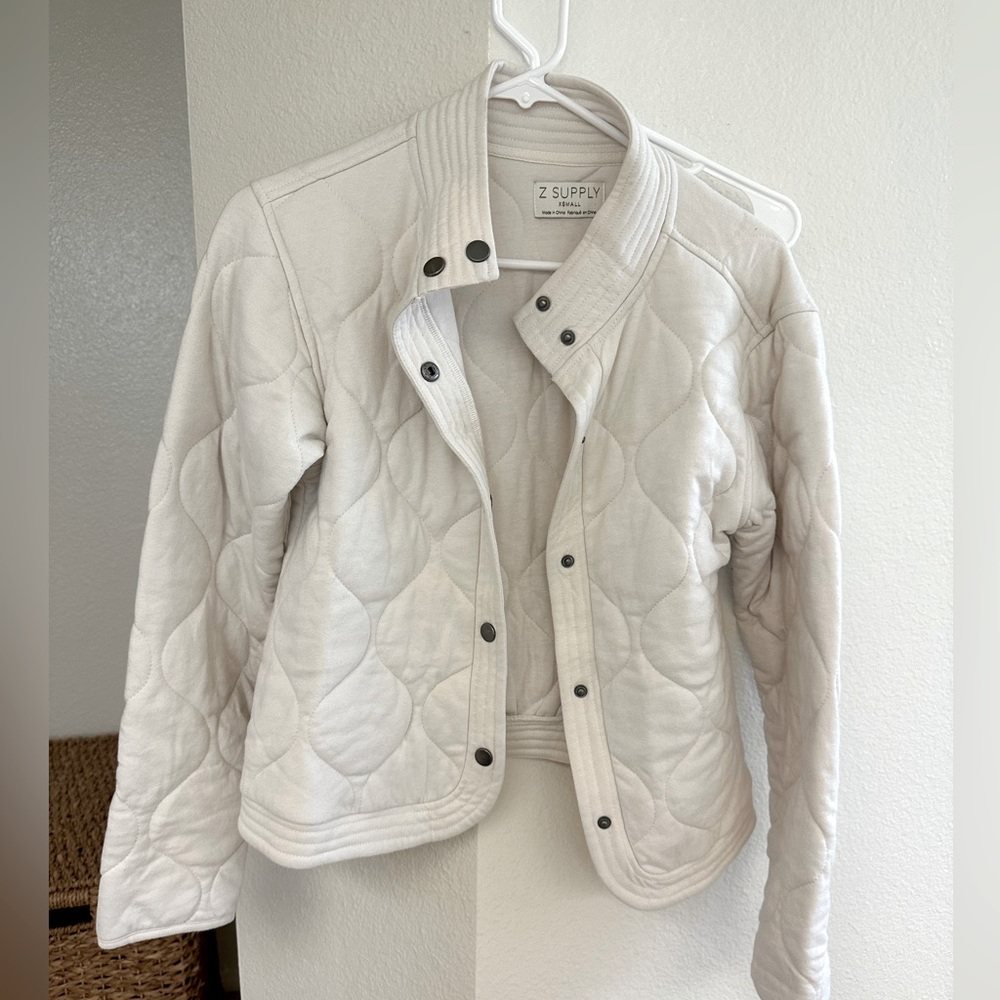 Z Supply Maya Knit Quilted Jacket in Cream XS